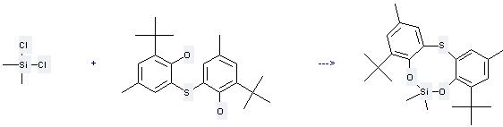 Phenol,2,2'-thiobis[6-(1,1-dimethylethyl)-4-methyl- can react with dichloro-dimethyl-silane to get 4,8-di-tert-butyl-2,6,6,10-tetramethyl-5,7-dioxa-12-thia-6-sila-dibenzo[a,d]cyclooctene. 